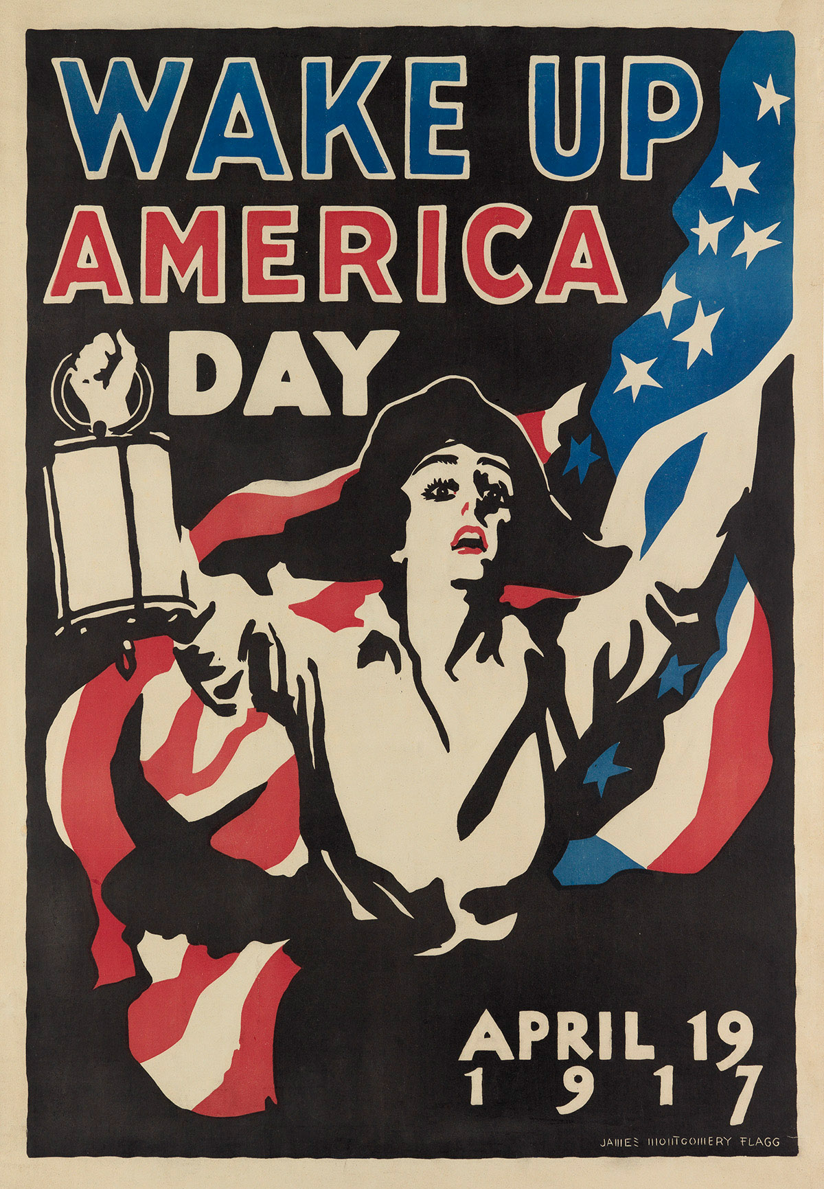 JAMES MONTGOMERY FLAGG (1870-1960).  WAKE UP AMERICA DAY. 1917. 40½x28¼ inches, 103x71¾ cm.